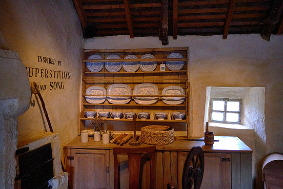 Burns, along with his parents and siblings, lived in this house with selected livestock.