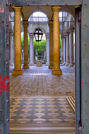 Inside palace courtyard, Genoa, Italy