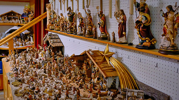 Wood carver shop in Dolomites