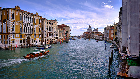 Grand Canal and La Salute Church at Accademia Bridge, Venice