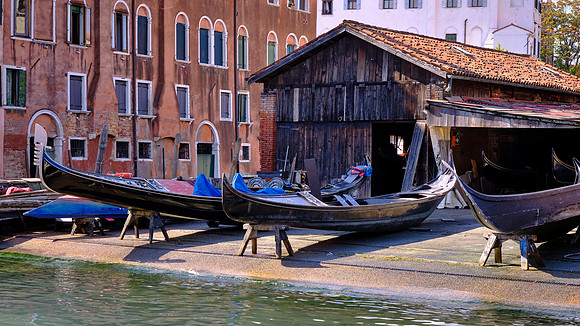 One of only three gondola boat works in Venice