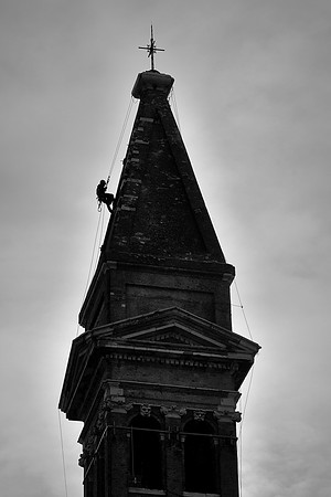 Burano Island church in the main square under repair.
