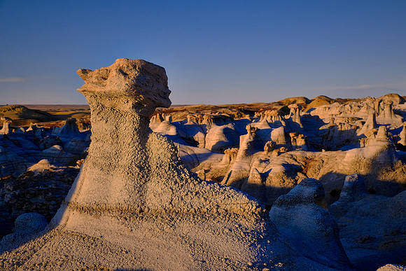 Sunset over Bisti Badland hoodoos, New Mexico