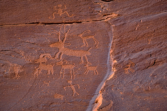 Sand Island Petroglyphs pecked or carved into the rock are between 300 and 3,000 years old.