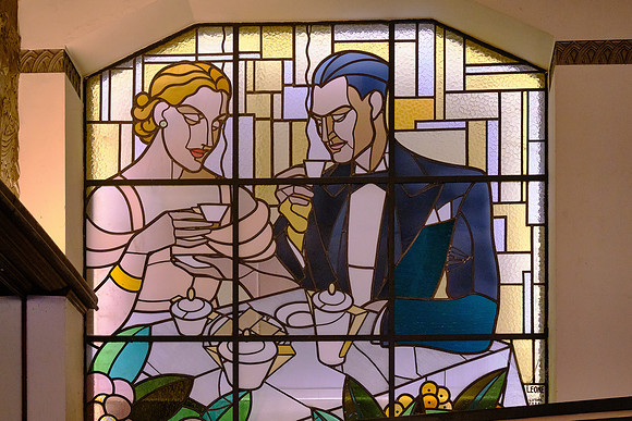 Porto insisted that this Art Deco glass be preserved in the recently constructed McDonald's restaurant.