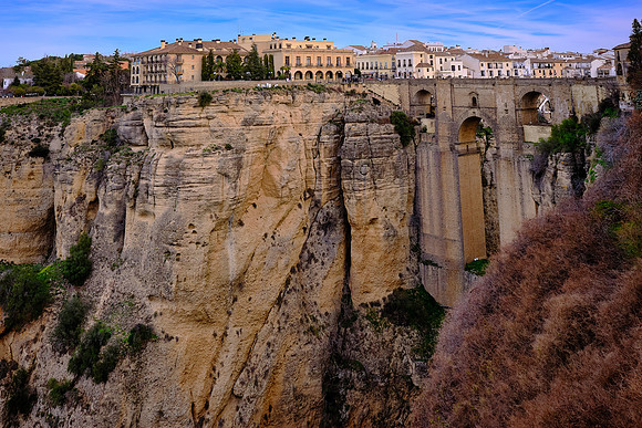 The Puente Nuevo bridge and our hotel (upper center) have a view of the Tajo canyon.