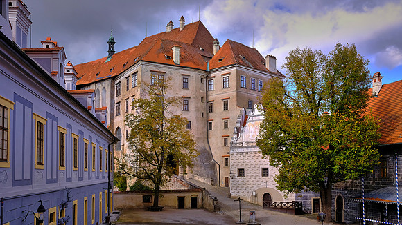In the late 16th century, William of Rosenberg had the castle, shown here, rebuilt in the Renaissance style.