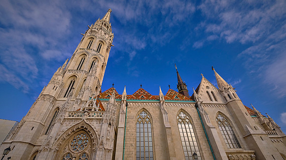 The current building was constructed in the ornate late-Gothic style in the second half of the 14th century.