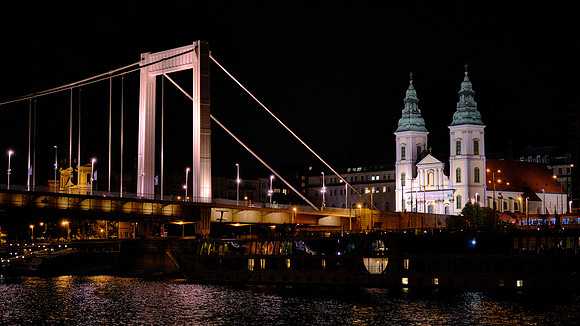 Inner City Parish Church and Elizabeth Bridge from the Danube River