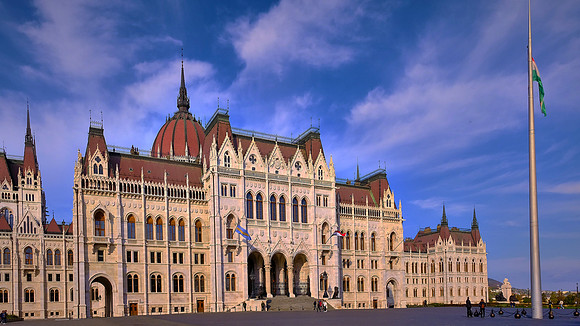 The Hungarian Parliament Building is on Kossuth Square in Pest.