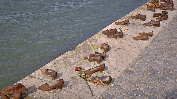 The murders took place between December 1944 and January 1945 when 20,000 Jews were executed along the river bank.