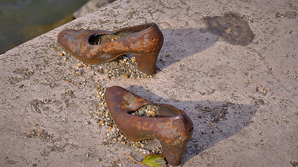 In protest, the victims stepped out of their shoes before being shot into the Danube and murdered.