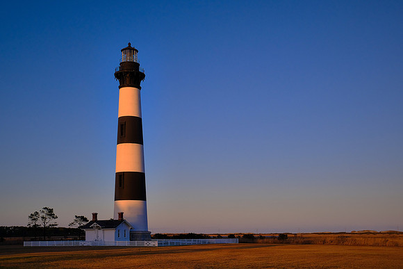 Bodie Island Lighthouse at sunset, Nags Head, Outer Banks, NC