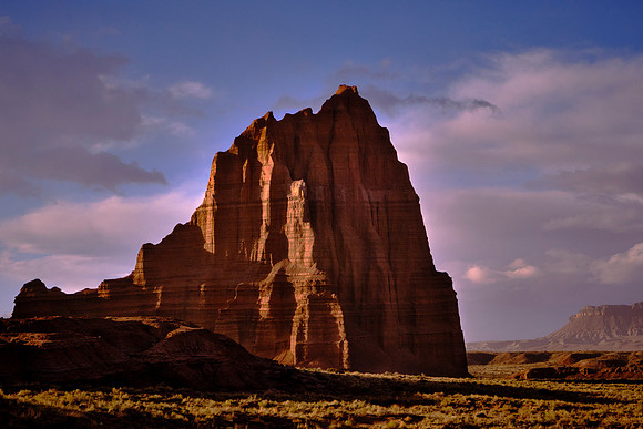 Temple of the Moon. UT. The free-standing Temple of the Moon towers 300 feet above its surrounding terrain, which is within the Fremont River drainage basin.