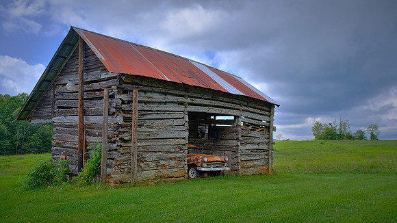 Grandpa's 1955 Ford station wagon in an older barn, Stokes County, NC