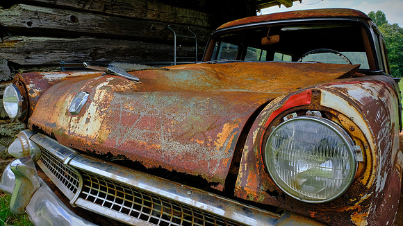 Grandpa's 1955 Ford station wagon in an older barn, Stokes County, NC