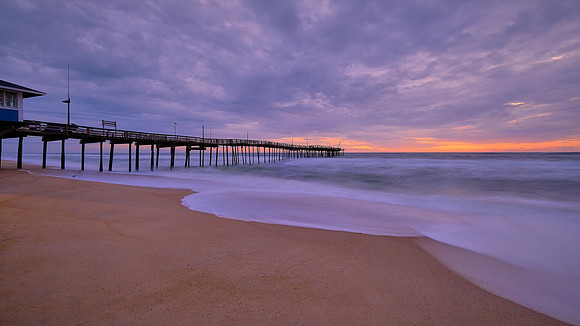 Avon Pier at sunrise, North Carolina, in the aftermath of Hurricane Sally