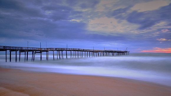 Avon Pier at sunrise, North Carolina, in the aftermath of Hurricane Sally