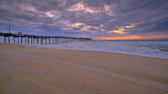 Avon Pier at sunrise, North Carolina, in the aftermath of Hurricane Sally