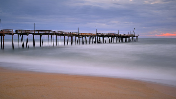 Avon Pier at sunrise, North Carolina, in the aftermath of Hurricane Sally