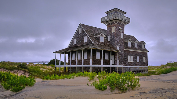 Life-Saving Station (1898), Oregon Inlet, Rodanthe, North Carolina, in the aftermath of Hurricane Sally