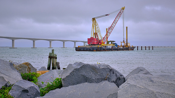 Herbert C. Bonner Bridge over Oregon Inlet, North Carolina, in the aftermath of Hurricane Sally