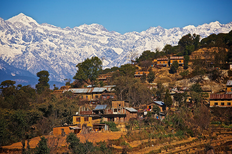 Nagarkot village in the shadow of the Himalayan Mountain range, Nepal