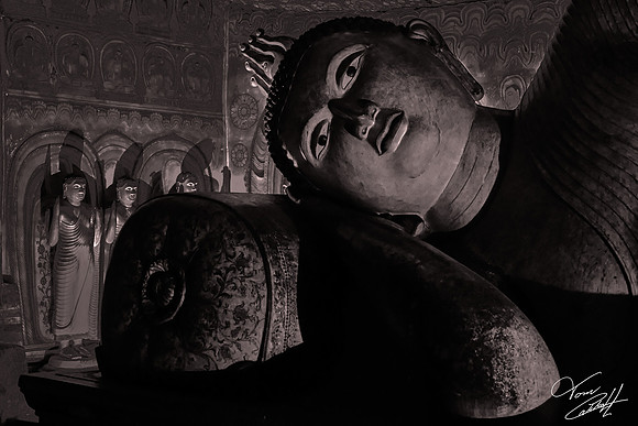 King Nissanka Malla gilded the caves and added about seventy Buddha statues in 1190 A.D.