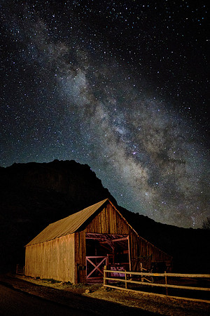 The Milky Way over the barn, Capitol Reef National Park, UT.  The highest concentration of certified International Dark Sky Parks and skies in the world are in Utah.