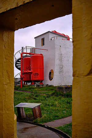 The red horn was removed but the five pressurized air tanks are still in place (three shown here).