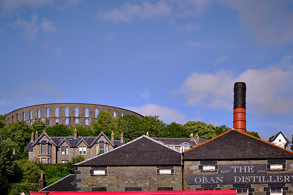 McCaig's Tower, built in 1902, is a prominent structure overlooking the town of Oban.