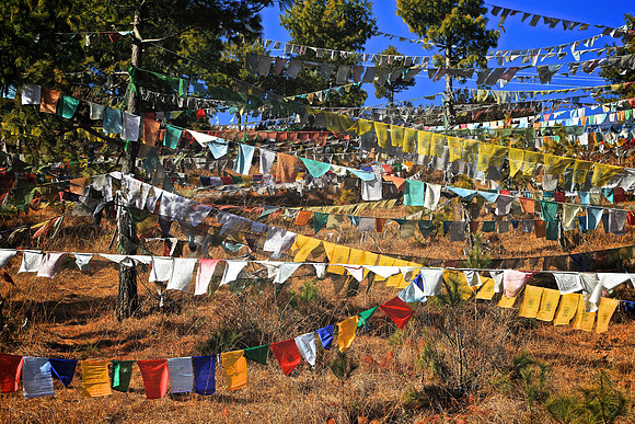 Prayer flags, Buddha Dordenma, Thimphu