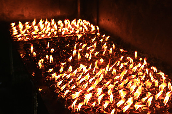 Butter candles, Boudhanath Stupa, Kathmandu, Nepal