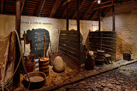 The livestock lived in the same building as the family.