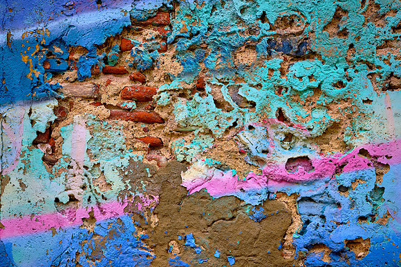 Colorful abstracts decorate the city walls.