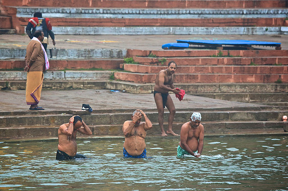 Early morning ablutions in the Granges River, Varanasi, India