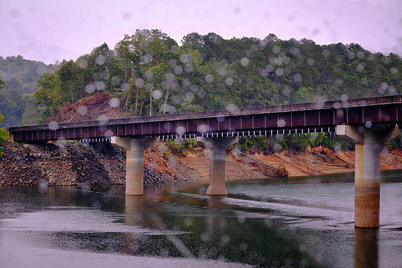 Fontana Reservoir from The Great Smoky Mountains Railroad train.