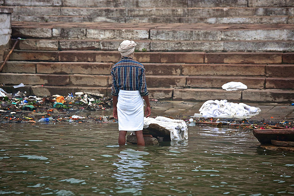 Doing the early morning laundry in the Granges River, Varanasi, India