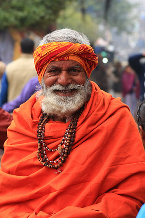 Hindu holy man on the Granges River, Varanasi, India