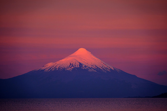 Sunset over Osorno Volcano, Puerto Varas, Chile