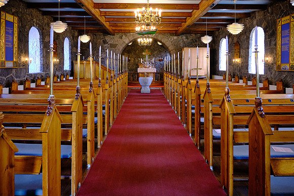 The New Apostolic Church is the town landmark and the only large stone church in Greenland.