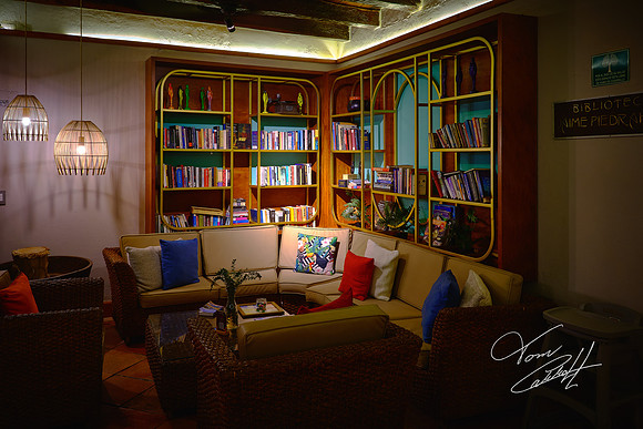And the hotel library has cozy seating.