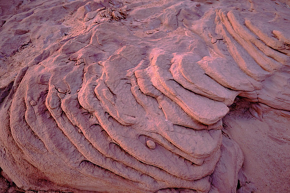 The environment is composed of the earthy, buff-pink Entrada Sandstone. Deposited 160 million years ago, this fine-grained sandstone formed by the deposition of sand and silt in tidal flats.