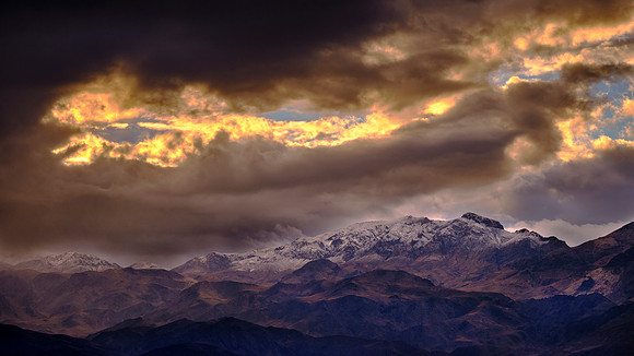 Storm over Titus Canyon at sunset, Death Valley NP, CA