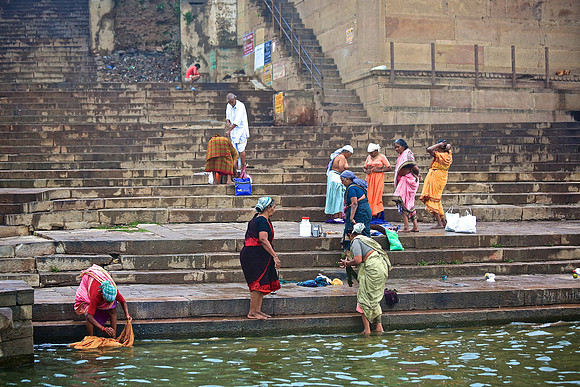 Early morning ablutions in the Granges River, Varanasi, India