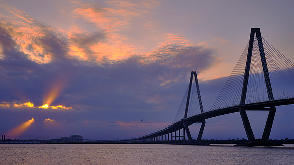 Sunset over Arthur Ravenel Bridge, Charleston, SC