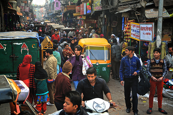 Chandni Chowk Bazaar on rickshaw, Old Delhi
