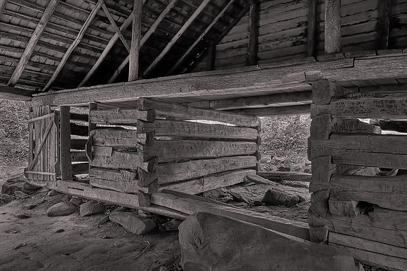 The barn was a “drive through” because Ogle could park wagons in the middle section.