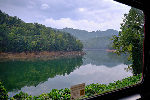 Fontana Reservoir from The Great Smoky Mountains Railroad train.
